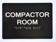 Compactor Room Sign With Braille and Raised Letters (Aluminum, Black 5x7)