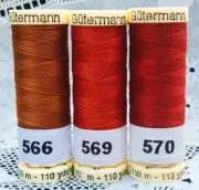 3 different Brown colors GUTERMANN 100% polyester thread 110 yards each spool