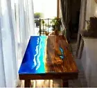 12"x24" Blue Ocean Epoxy Resin Dining Table Live Edge Console Bar Desk Home Deco