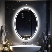 HD Bathroom Mirror Oval Light Up Illuminated Demister Lightweight Energy Saving