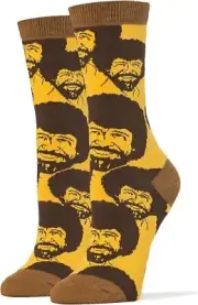 Oooh Yeah Women's Luxury Combed Cotton Crew Socks ,Bob Ross Flash Mob,One Size