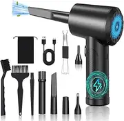 Compressed Air Duster,91000RPM Electric Air Duster with LED Light,3 Gear Adjustable Rechargeable Cordless Air Blower for Computer Keyboard Screen Pc Cleaner