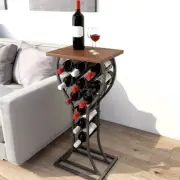 Industrial Wine Table Display Rack 11 Bottles, Wine Storage Organizer Stand Bar