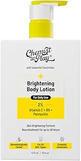 [Chemist at Play] Brightening Body Lotion with Ceramides for All Skin types | 2% Pentavitin + 1% Vitamin C + 0.5% Vitamin B5 + 0.5% Vitamin E | For bright, moisturized and glowing skin | 473 ml