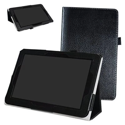 Verizon Ellipsis 10 Case, PU Leather Folio 2-Folding Stand Cover for Black