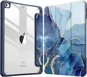 Fintie Hybrid Slim Case for iPad Mini 5 2019 / iPad Mini 4 - [Built-in Pencil Holder] Shockproof Cover with Clear Transparent Back Shell for iPad Mini 5th Generation 7.9 Inch, Ocean Marble