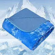 NOED ECO Cooling Blanket King Size for Hot Sleepers, Arc-Chill Cool Tech Fabric Q-Max>0.5, Lightweight Breathable Ice Cold Summer Blanket for Bed, Keep Cool for Night Sweats, 90"x108", Tie Dye Blue