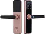 Biometric Fingerprint Door Lock Black Smart Lock Tuya App Remote Unlocking Keyless Lock Electronic Door Lock Power Savin Slimline Design(22x240) Aqiong