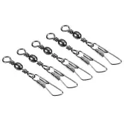 Fishing Barrel Swivel with Safety Snap, 100Pcs 22lb Carbon Steel, Black