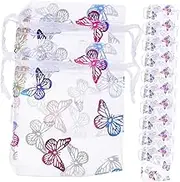 HOOTNEE 50pcs Butterfly Organza Drawstring Bags Small present Pouches for Jewelry Candy and Party Favors Elegant Mesh Storage Bags for Weddings Birthdays and Special Occasions