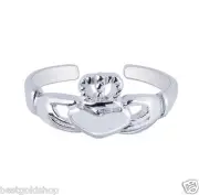 Adjustable Irish Celtic Claddagh Toe Ring Heart 925 Sterling Silver Brand New