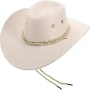 [ROMISBABA] Western Cowboy Hat Hats for Men Men's Cowboy Hats Men Hats Men Western Hat Mens Western Hat Hiking Hat Vintage Cowboy Hat Cowboys Hat Cowboy Hat Decor Sun Hat White Polyester