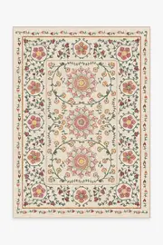 150' x 215' | Machine Washable Runner Rug | Kid & Pet Friendly | Indoor Rug | Suzani Coral Rug | Ruggable