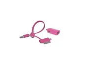 Laser High-Speed 2.4A Car Charger in Pink with Durable 3-in-1 Cable for iOS, Android, and USB-C Devices - Universal Compatibility &amp; Stylish Design