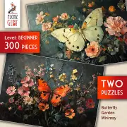 2 x JIGSAW PUZZLES 300pc ~ Butterfly Garden Whimsy - romantic creatures FG2011