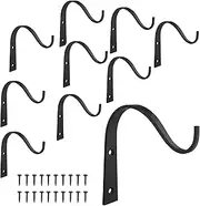 10 Pcs Decorative Iron Metal Wall Hook Plant Hanger Bracket Shepherds Hook Lantern Wall Hanger for Hanging Plants Outdoor, Bird feeders, Rustic Home Decor