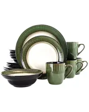 Elama Grand Jade 16pc 3-Tier Stoneware Dinnerware Set