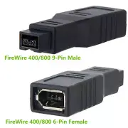FireWire 400/800 6-Pin Female to 9-Pin Male IEEE1394A 1394B Converter Adapter