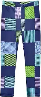 [Joisal] Girls Leggings 4T Blue Checkered Pattern Comfortable Stretchy Pants for Girls, Blue Checkered Pattern, 7-8 Years
