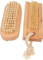 BESPORTBLE 2PCS Bamboo Nail Brush Set - Wooden Two Sided Hand and Nail Brush for Nail Cleaning and Scrubbing Durable Sisal Bristles for Stiff Nail Care