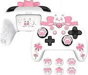 PlayVital Sweetheart Kitty Silicone Skin Compatible with Nintendo Switch Pro Controller Kawaii Anti-Slip Cover, Switch Pro Controller Joystick Grips & Protective Silicone Case - White