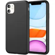 For Apple iPhone 11 Silicone Silky Soft Case with Microfiber TPU Ultra Slim Anti Scratch Shockproof Cover (Black)