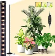 Bstrip Standing Grow Light for Indoor Plants - T10 Full Spectrum Vertical Grow Light Wide Illumination, 16in-65in Adjustable Height Floor Lamp with Stand, 3 Light Modes & Timer
