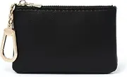 [DRESS UP YOUR PURSE] Leather Mini Coin Purse Keychain Pouch Card Holder for Men Women Black, Casual