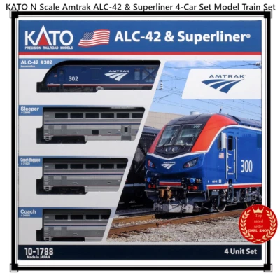 KATO N Scale Amtrak ALC-42 & Superliner 4-Car Set Model Train Set 10-1788 Japan