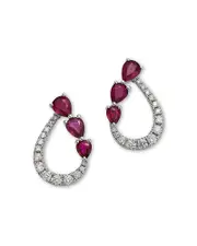 Bloomingdale's Fine Collection Ruby & Diamond Pear Open Stud Earrings in 14K White Gold