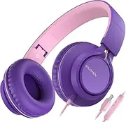 AILIHEN C8 USB-C Headphones Wired - On-Ear Corded Headset with Microphone & Volume Control, Foldable Stereo Sound Tangle-Free Type C Cord, Compatible with Cellphone, Laptop, PC, Computer (Purple Pink)