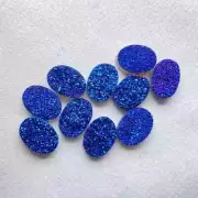 AAA+ Natural Titanium Blue Druzy Oval Shape Loose Gemstone