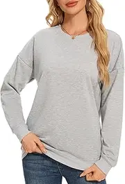 [Asoodiy] Christmas Sweatshirts Women Xmas Top Ladies Merry Christmas Tree Printed Top Drop Shoulder Sweatshirts Holiday Pullover, Grey, S