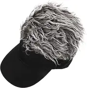 [WOONEKY] Adjustable Outdoor Peak Cap Stylish Grey Wig Baseball Cap Sunburn Protection for Ages