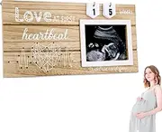 Baby Scan Photo Frames with 44 Week Countdown Calendar, Wooden Baby Scan Photo Frame for Ultrasound Photo, Sonogram Picture Frame for Baby Announcement, Mum to Be & Pregnancy Gifts (B)