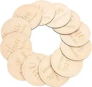 MOLUCKFU 12pc Wooden Newborn Monthly Milestone Cards Milestone Discs Set for Photo Prop for Room Decor