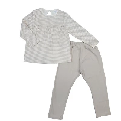 Babidu Rayas Canesu Shirt and Pant Pajama Set - Camel / Make-Up - NEW