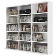 White CD Rack Book Cabinet Chipboard Modern Furniture Open Shelf Storage Display