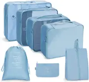 7 Set Packing Cubes Travel Cubes for Suitcases Lightweight Luggage Packing Orginzers for Travel Acessories,Blue