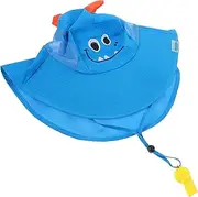 [FRCOLOR] Sun Hat for Boys Wide Brim UV Protection Beach Hat with Neck Flap Adjustable Chin Strap Breathable for Adorable Blue Design
