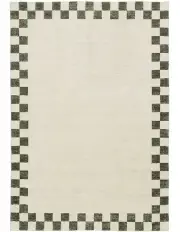 [Miss Amara] Keava Checkered Border Washable Rug in Green