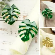 Metallic Napkin Rings Tropical Leaf Design Party Event Decorations Supplies