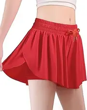 [HASMES] Girls Flowy Shorts with Spandex Liner Butterfly Running Tennis Elastic Waist Athletic Shorts for Kids/Youth