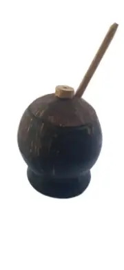 Natural Coconut Shell Bottle For Kitchen Use Liquid Holder Hand Made With Spoon