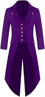 [Bofu] Men 18th Century Gothic Steampunk Medieval Tuxedo Jacket Trench Coat Tailcoat Purple