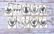 9~Vintage~Ephemera~French Roosters~Junk Journal~Linen Cardstock~Gift~Hang~Tags