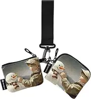 [XYMZR] Mini Zip Around Wristlet keychain Wallet Snowman Cute Snow for Women Personalized Pattern Detachable Dual Pouch Wristlet Portable Wallet Phone Coin Purse, Multi-colored, One Size