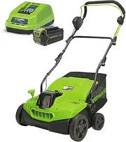 Greenworks 40V Dethatcher Kit with 4Ah Battery and Charger, Multicolor