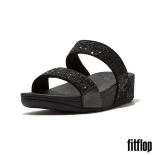 【FitFlop】LULU GLITTER SLIDES經典亮片雙帶涼鞋-女(靓黑色)