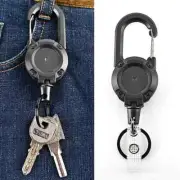 Anti-theft Metal Easy-to-pull Buckle Rope Elastic Keychain Retractable Key Ri...